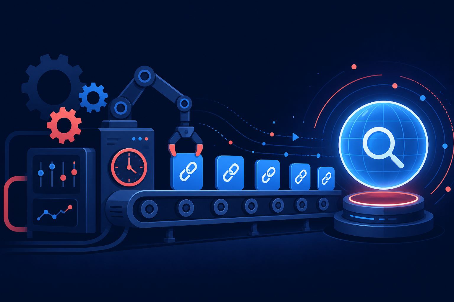 Illustration of automatic website link submission to Google