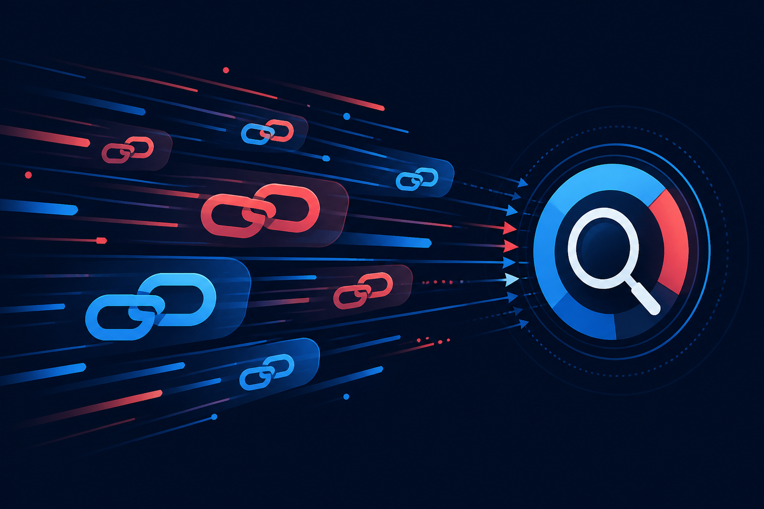 Illustration of links racing toward faster Google indexing